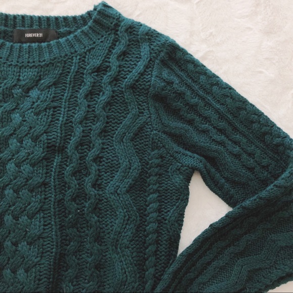 turquoise cable knit sweater
